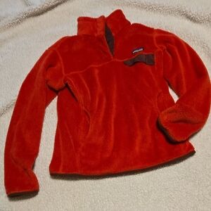 Patagonia Women's Re-Tool Fleece Snap-T Sweater Red Maroon Medium Pullover